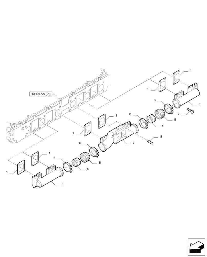 Схема запчастей Case IH F2CFP613C H006 - (10.254.AC) - EXHAUST MANIFOLD (10) - ENGINE