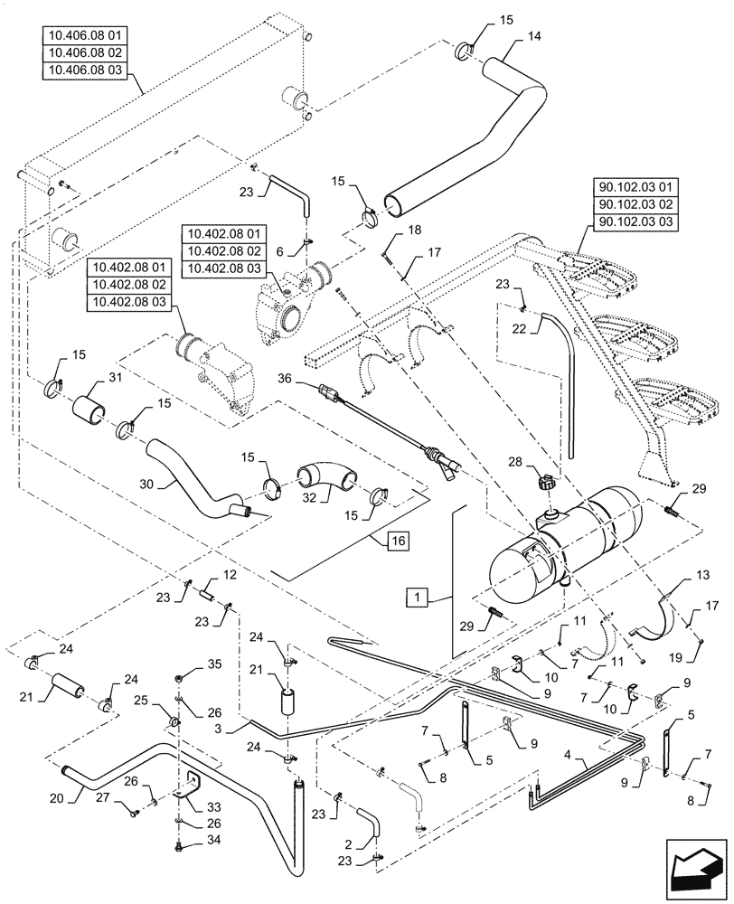 Схема запчастей Case IH 9120 - (10.406.03[03]) - COOLANT LINES - 9120 (10) - ENGINE