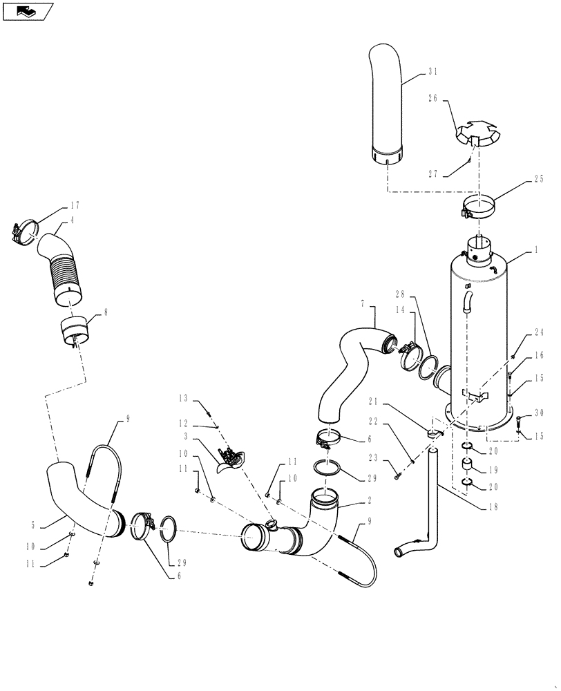 Схема запчастей Case IH STEIGER 350 - (10.254.01[01]) - EXHAUST SYSTEM - SCR - STEIGER 350 - RC (10) - ENGINE