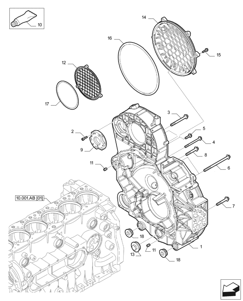 Схема запчастей Case IH F2CFP613C H006 - (10.102.BB[02]) - HOUSING & COVERS (10) - ENGINE