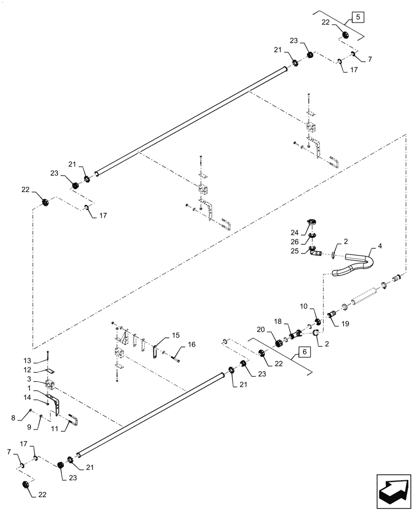 Схема запчастей Case IH PATRIOT 4440 - (78.110.AE[19.2]) - SPRAYBAR, 120, 7 SECTION, 20" SPACING, RH MID BOOM, U BOLT SPRAYBAR MOUNTS, ASN YGT044000 (78) - SPRAYING