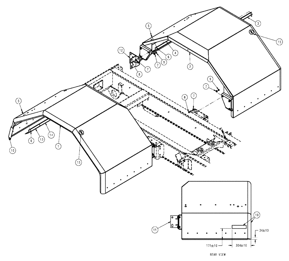 Схема запчастей Case IH TITAN 3020 - (10-003) - REAR FENDER GROUP Options