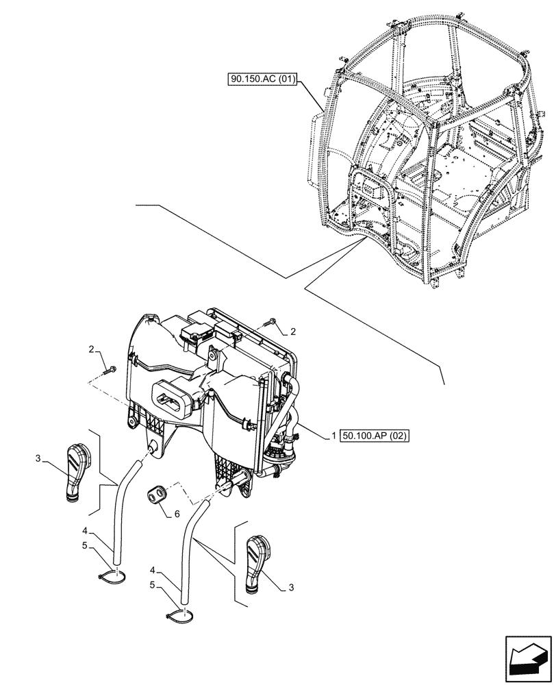 Схема запчастей Case IH FARMALL 65C - (50.100.AP[01]) - VAR - 334183, 334211, 391606, 743496, 743573, 744588 - AIR CONDITIONER (50) - CAB CLIMATE CONTROL