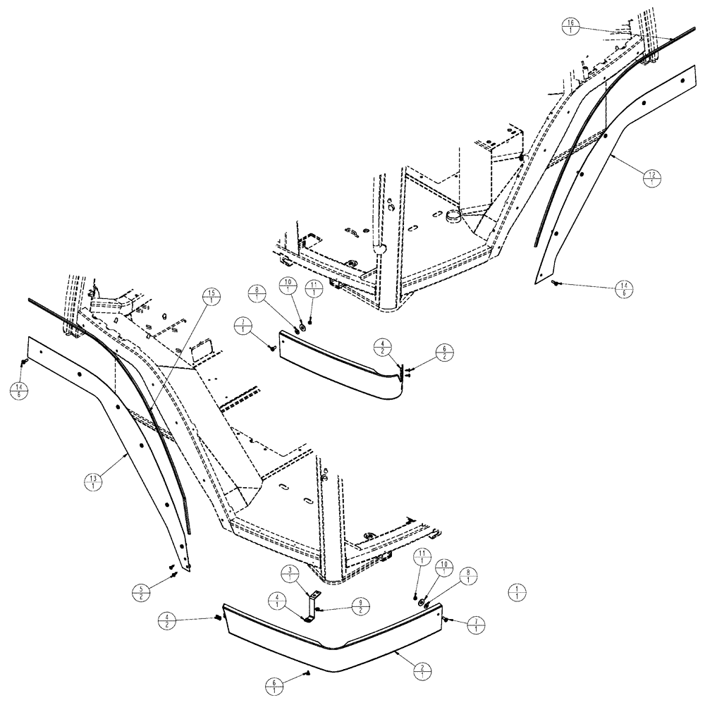 Схема запчастей Case IH SPX3320 - (02-012) - CAB SKIRT GROUP Cab Exterior