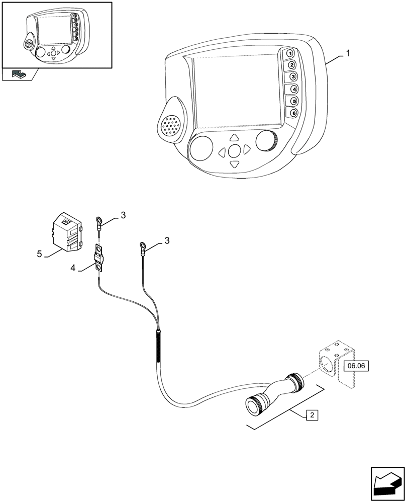 Схема запчастей Case IH LBX332S - (06.06A[01]) - CABLE FOR VT-MONITOR (06) - ELECTRICAL SYSTEMS