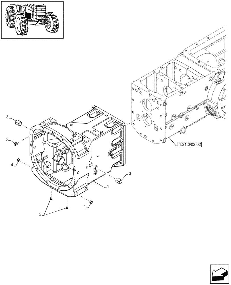 Схема запчастей Case IH JX85 - (1.21.0/01[02]) - (VAR.115) GEARBOX, 20+12 SYNCHRO+CREEPER (03) - TRANSMISSION