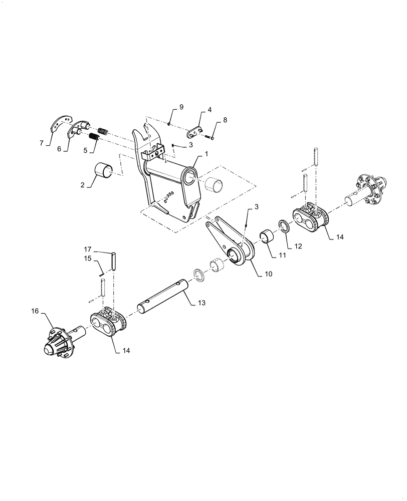 Схема запчастей Case IH 2160 - (44.530.AE[02]) - WING WHEEL CASTOR PIVOT AND TRUNION (44) - WHEELS