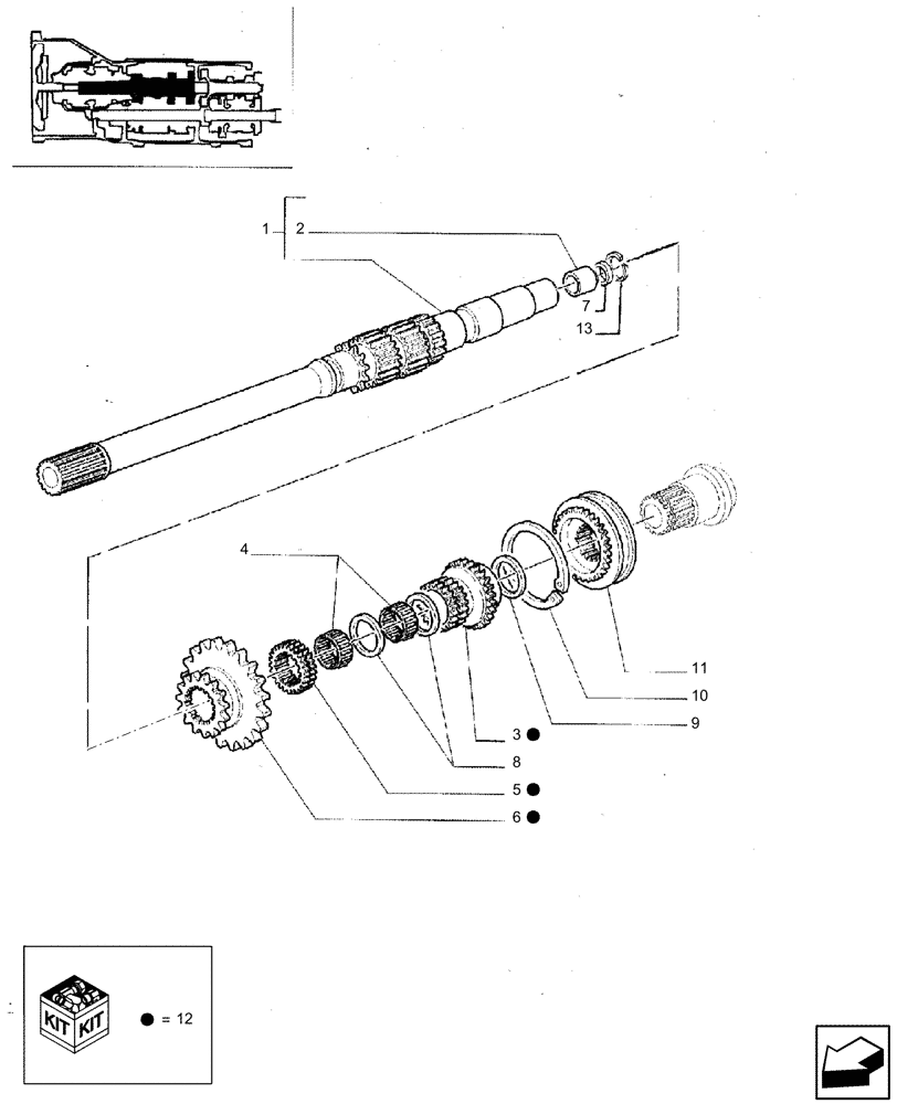 Схема запчастей Case IH JX85 - (1.32.3[02]) - (VAR.115) CREEPER TRANSMISSION - 20+12 SYNCRO SHUTTLE+CREEPER - SHAFT (03) - TRANSMISSION