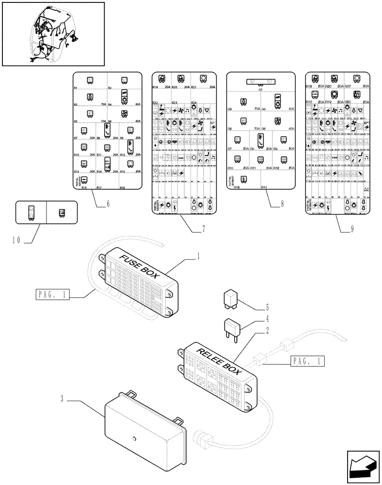 Схема запчастей Case IH PUMA 210 - (1.91.4[02]) - REAR MAIN CABLE - FUSEBOX & RELATED PARTS (10) - OPERATORS PLATFORM/CAB
