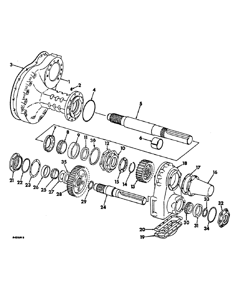 Схема запчастей Case IH 756 - (B-19) - POWER TRAIN, FINAL DRIVE, COUNTERSHAFT AND CARRIER, FARMALL TRACTORS WITH COTTON PICKER (03) - POWER TRAIN