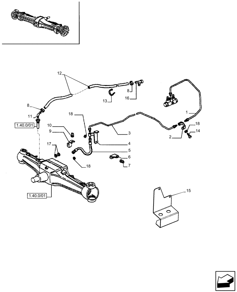 Схема запчастей Case IH JX85 - (1.68.5/03) - (VAR.115) 4WD FRONT AXLE WITH SLIP CONTROL FRONT BRAKE - PIPES (05) - REAR AXLE