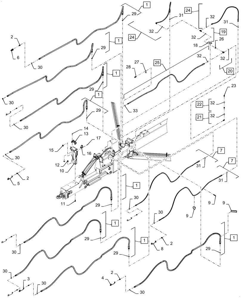 Схема запчастей Case IH 2160 - (35.100.BI[30]) - COLLECTOR HYDRAULIC HOSE ASSEMBLY (35) - HYDRAULIC SYSTEMS