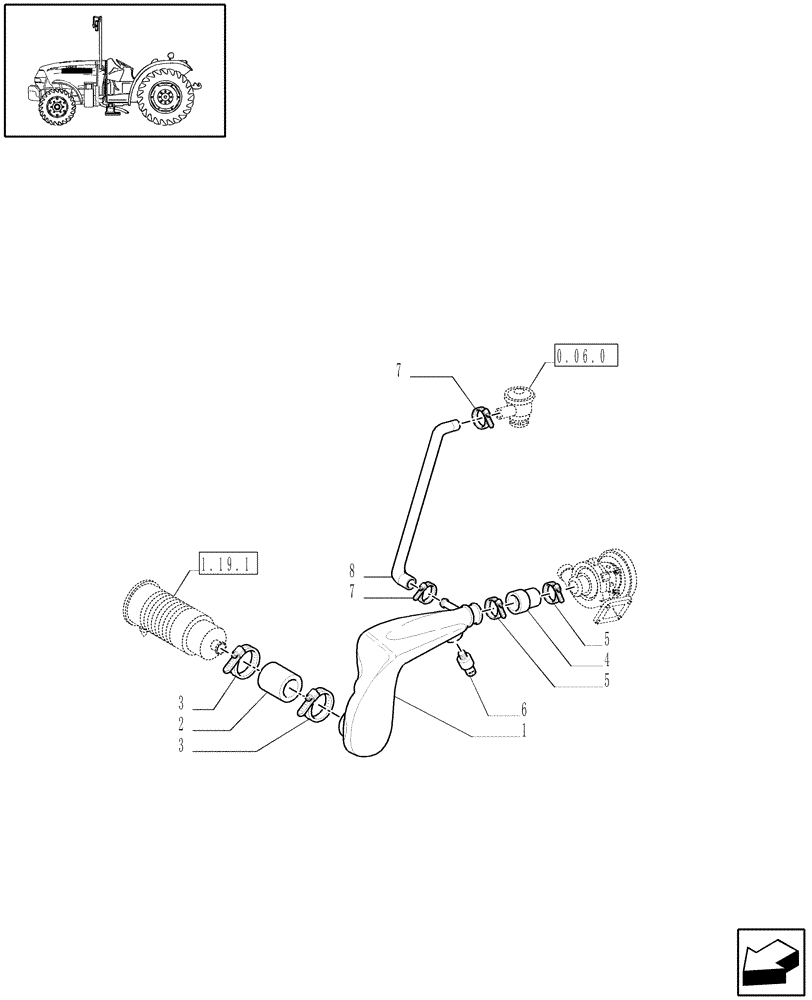 Схема запчастей Case IH JX1095N - (1.19.7) - AIR CLEANER PIPING (02) - ENGINE EQUIPMENT