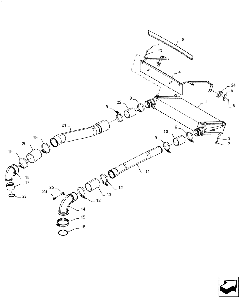 Схема запчастей Case IH MAGNUM 310 - (10.310.AA[01]) - AFTERCOOLER BSN ZGRF02074 (10) - ENGINE