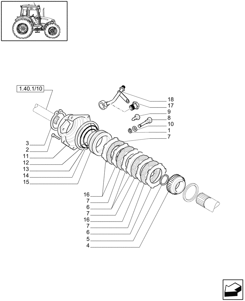 Схема запчастей Case IH JX85 - (1.40.1/09[02]) - (VAR.115) 20X12 TRANSMISSION W/FRONT BRAKE & LIMITED SLIP - FRONT BRAKE DISCS (04) - FRONT AXLE & STEERING