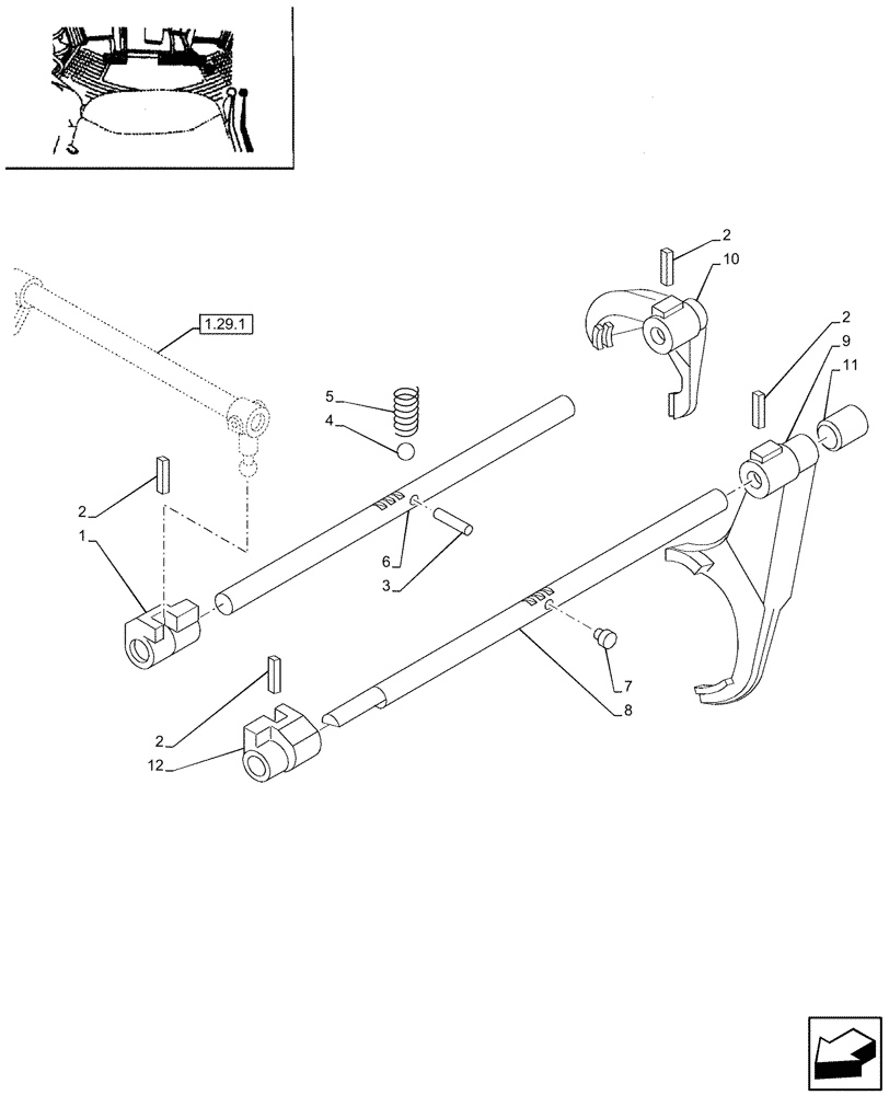 Схема запчастей Case IH JX85 - (1.32.2[06]) - (VAR.115) TRANSMISSION, ROD & FORKS (03) - TRANSMISSION