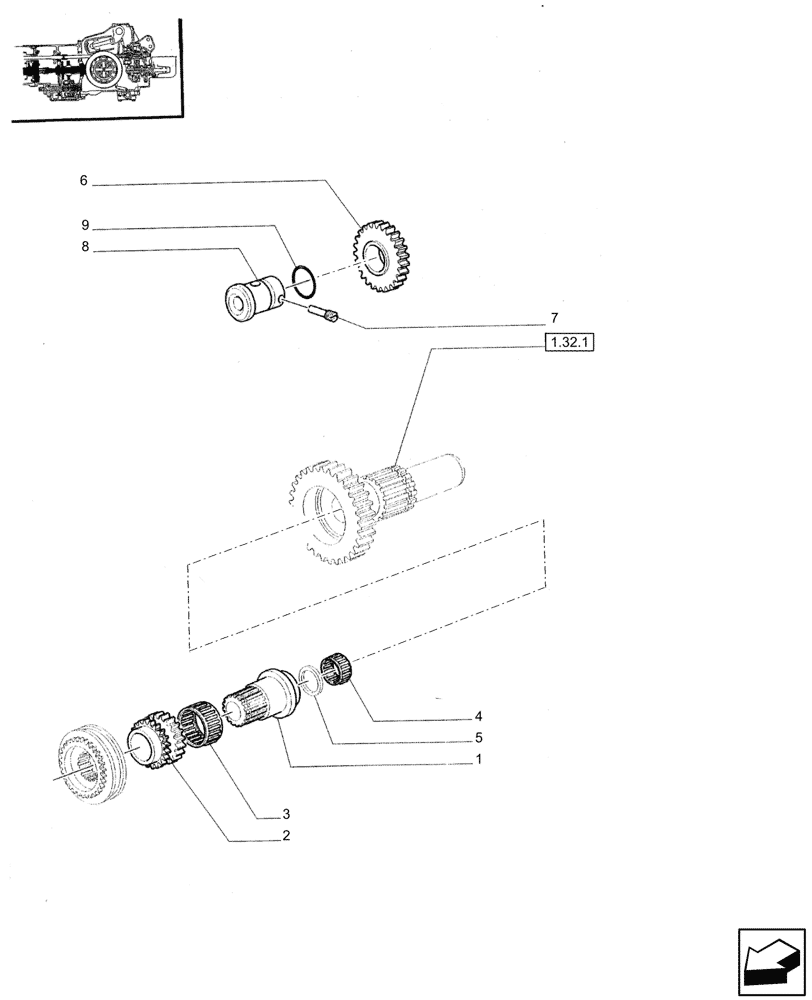 Схема запчастей Case IH JX85 - (1.28.1/03[01]) - (VAR.115) GEARBOX - 20+12 SYNCHRO SHUTTLE+CREÈPER - SHAFT AND GEARS (03) - TRANSMISSION