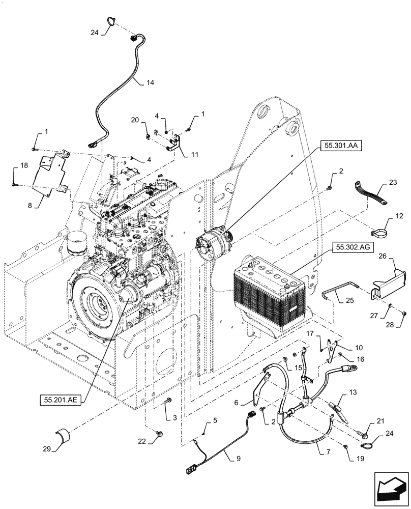 Схема запчастей Case IH TR270 - (55.302.AV) - ENGINE ELECTRICAL, 4-JUN-2015 & NEWER (55) - ELECTRICAL SYSTEMS