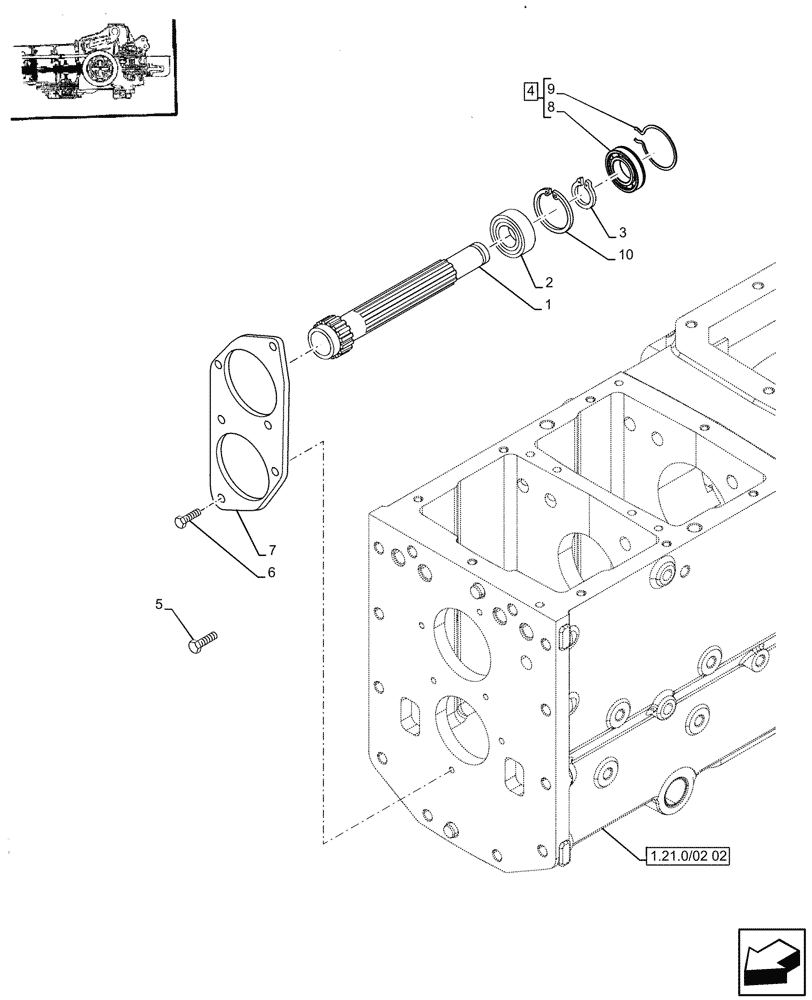 Схема запчастей Case IH JX85 - (1.28.1/03[05]) - (VAR.115) TRANSMISSION, MAIN SHAFT, 12+12 SYNCR+CREEPER (03) - TRANSMISSION