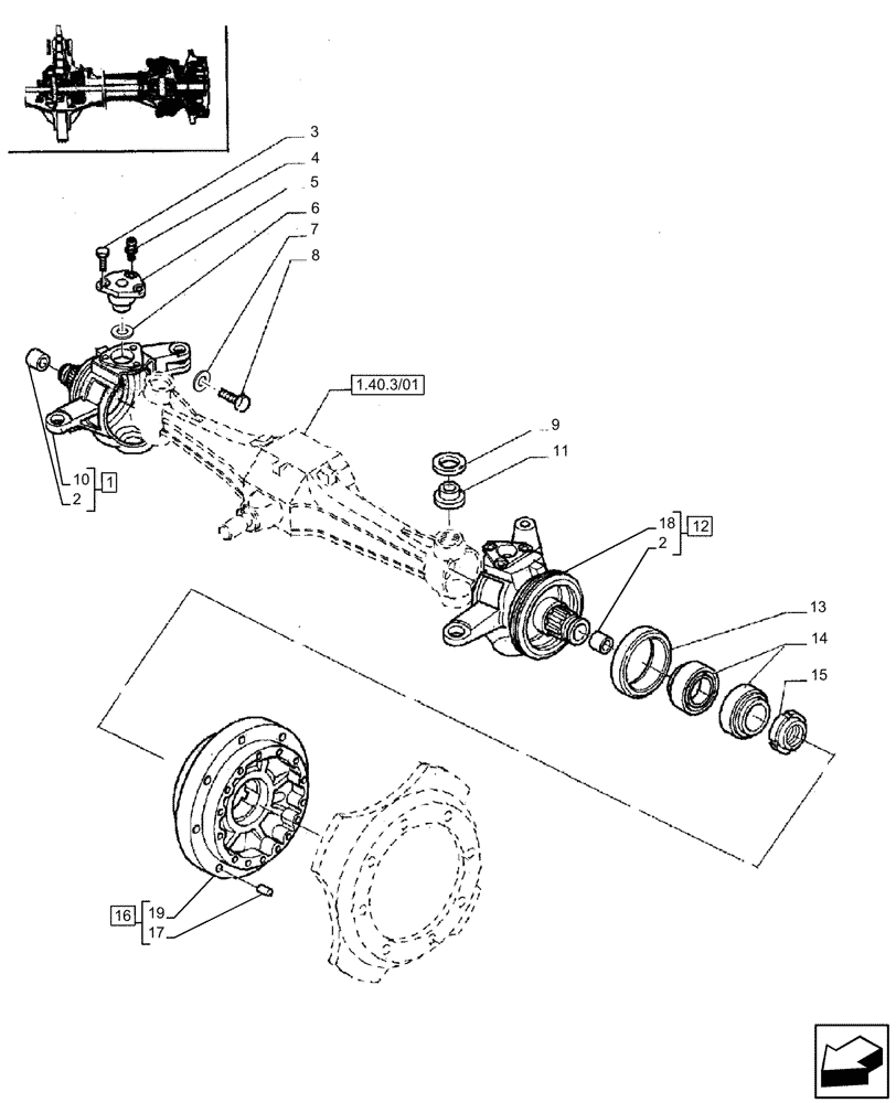 Схема запчастей Case IH JX85 - (1.40.3/02[02]) - (VAR.115) FRONT AXLE - STEERING PIVOT PINS (04) - FRONT AXLE & STEERING