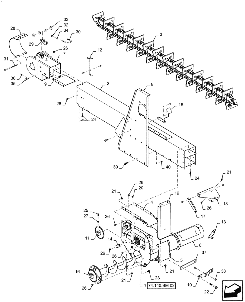 Схема запчастей Case IH 6088 - (74.140.AK[05]) - TAILINGS ELEVATOR CHAIN - BSN Y9G001953 (74) - CLEANING