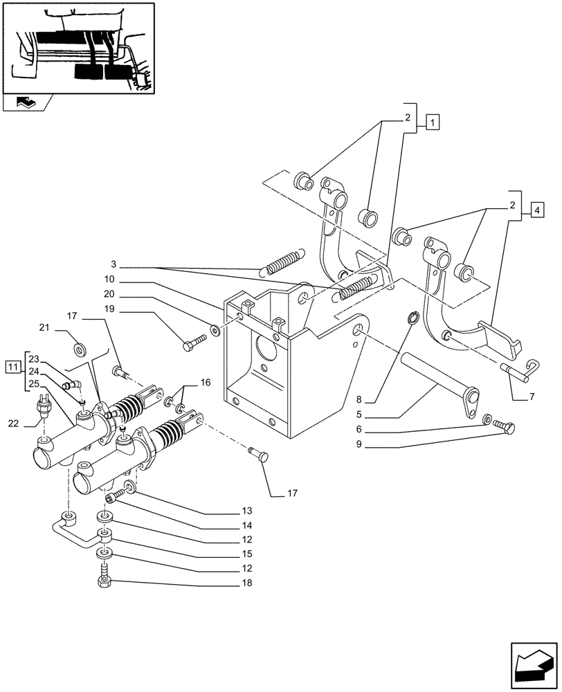 Схема запчастей Case IH FARMALL 90 - (1.92.68[01]) - BRAKE PEDALS (10) - OPERATORS PLATFORM/CAB