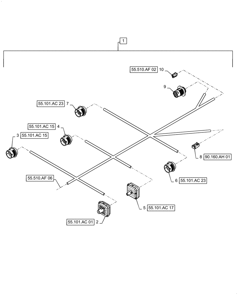 Схема запчастей Case IH 9240 - (55.510.AF[07]) - VAR - 425357, 425358 - CAB MAIN WIRE HARNESS, CONTINUED (55) - ELECTRICAL SYSTEMS