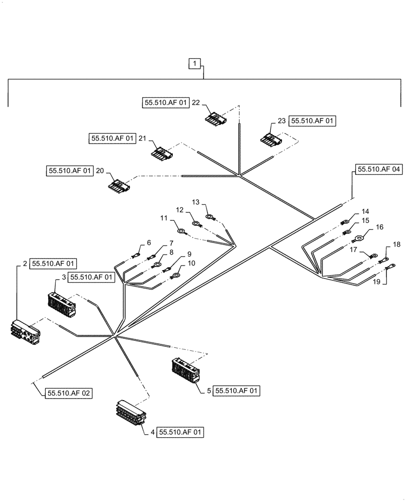 Схема запчастей Case IH 7240 - (55.510.AF[03]) - VAR - 425357, 425358 - CAB MAIN WIRE HARNESS, CONTINUED (55) - ELECTRICAL SYSTEMS