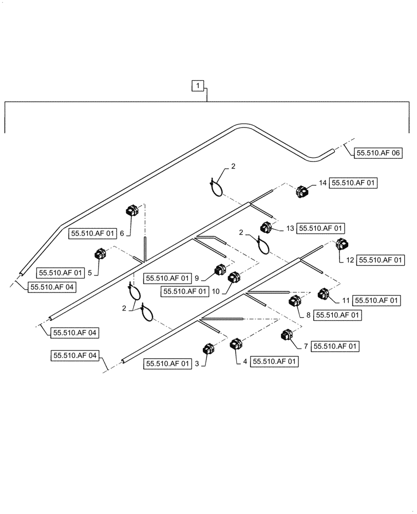 Схема запчастей Case IH 9240 - (55.510.AF[05]) - VAR - 425357, 425358 - CAB MAIN WIRE HARNESS, CONTINUED (55) - ELECTRICAL SYSTEMS