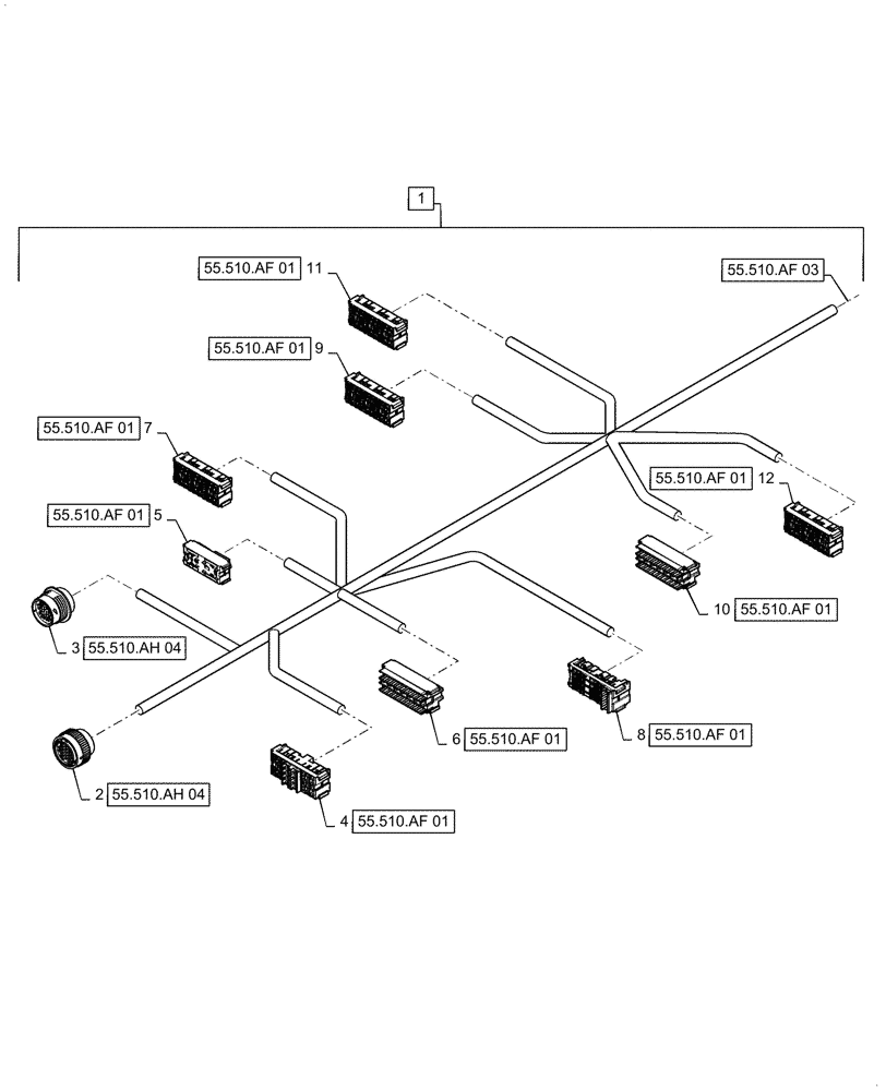 Схема запчастей Case IH 9240 - (55.510.AF[02]) - VAR - 425357, 425358 - CAB MAIN WIRE HARNESS (55) - ELECTRICAL SYSTEMS