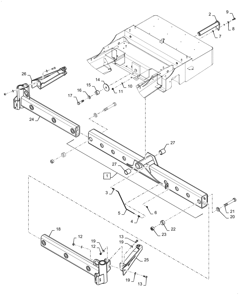 Схема запчастей Case IH WD1204 - (27.550.AJ[01]) - FIXED REAR SUSPENSION, ASN YGG677501 (27) - REAR AXLE SYSTEM