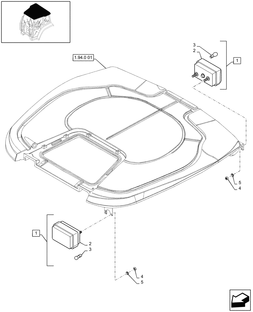 Схема запчастей Case IH MAXXUM 140 - (1.91.3[04]) - FLASHER LIGHTS - ROOF - NAR (10) - OPERATORS PLATFORM/CAB