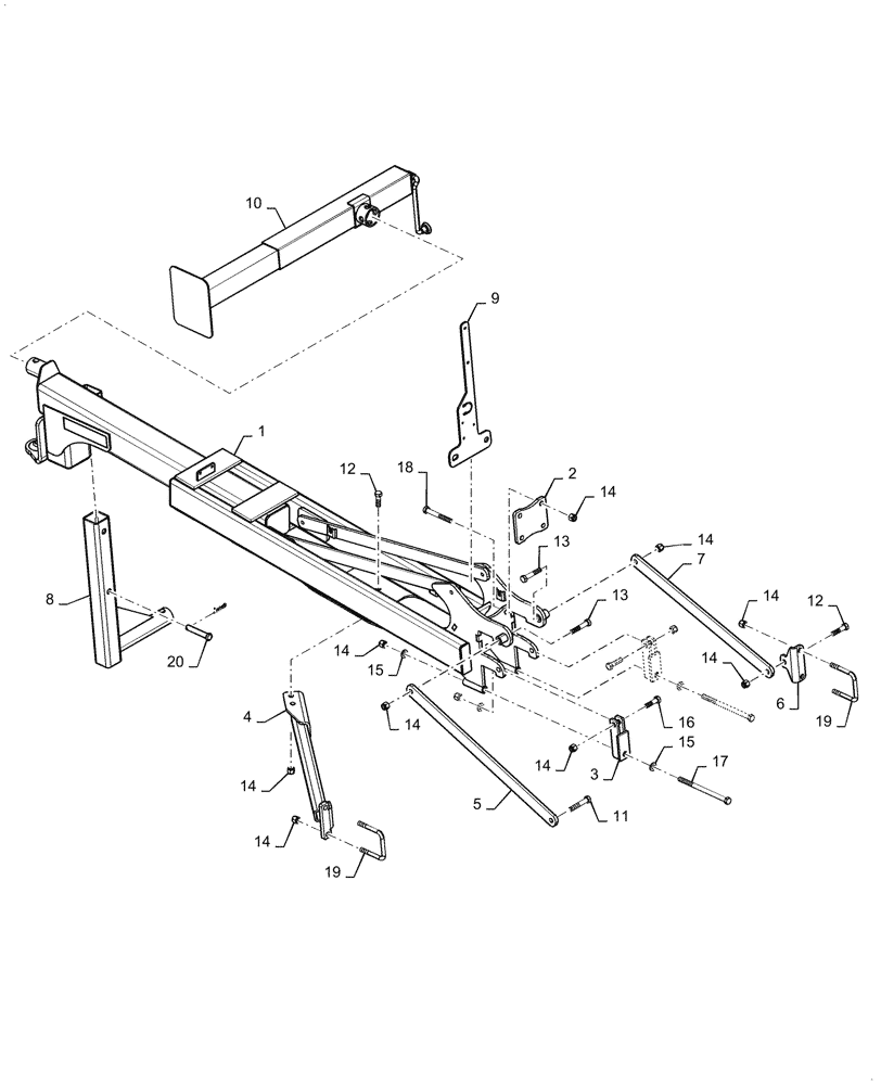 Схема запчастей Case IH TM255 - (37.166.030[01]) - REAR HITCH ASSEMBLY, 22 - 32, 37.4 - 46 FOOT (37) - HITCHES, DRAWBARS & IMPLEMENT COUPLINGS