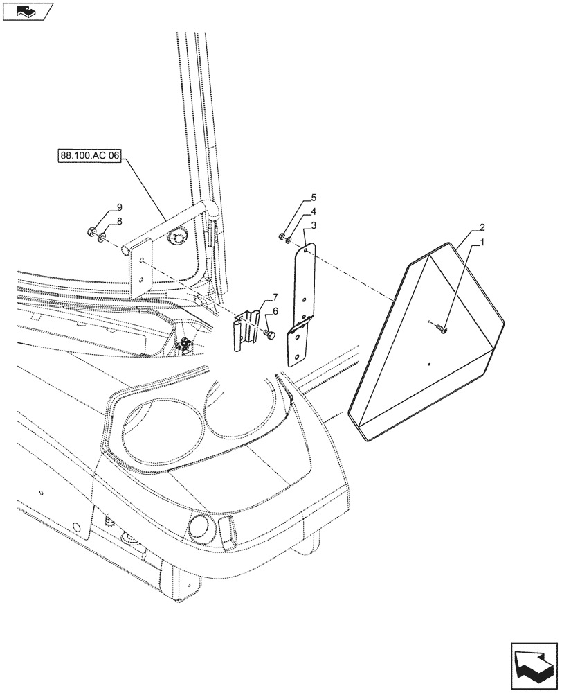 Схема запчастей Case IH FARMALL 115U - (55.404.BH[02]) - VAR - 330960, 331960, 332011 - REFLECTOR, ISO (55) - ELECTRICAL SYSTEMS