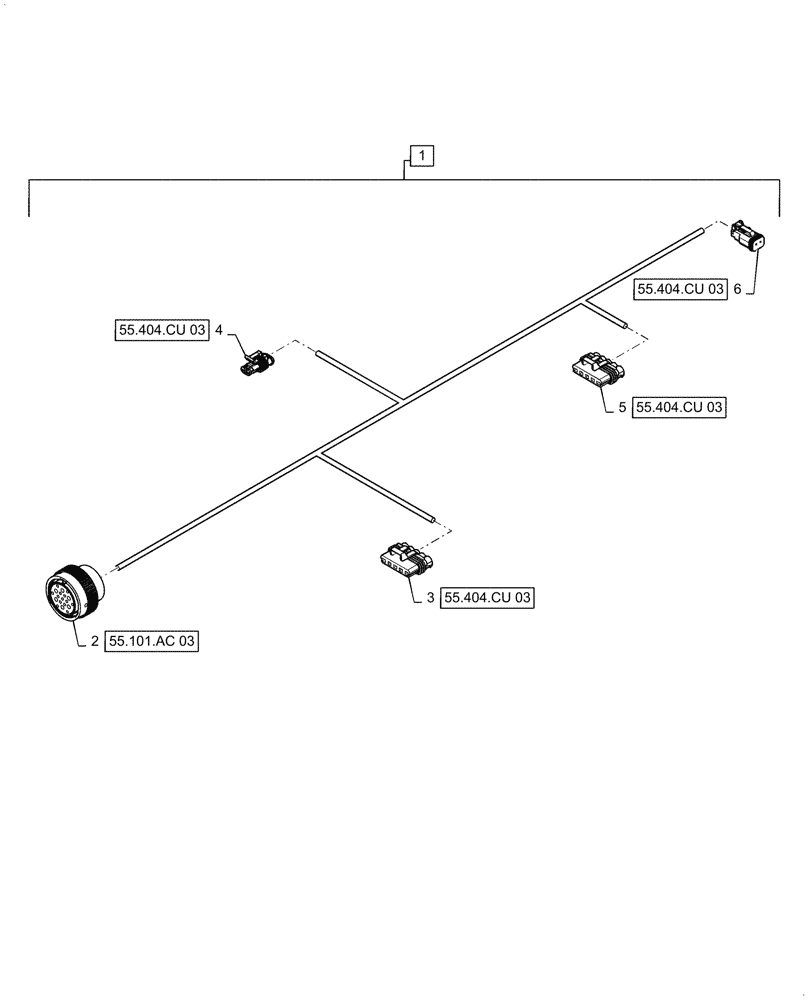 Схема запчастей Case IH 9240 - (55.404.CU[04]) - VAR - 425353, 425356 - FOLDABLE UNLOADING TUBE WIRE HARNESS & CONNECTOR (55) - ELECTRICAL SYSTEMS