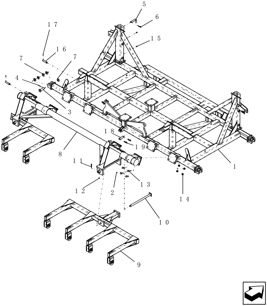 Схема запчастей Case IH ATX - (09-16) - MAIN FRAME WITH ROCKSHAFT & WHEEL GANGS, 3212 - 3 & 4 RANK (09) - CHASSIS