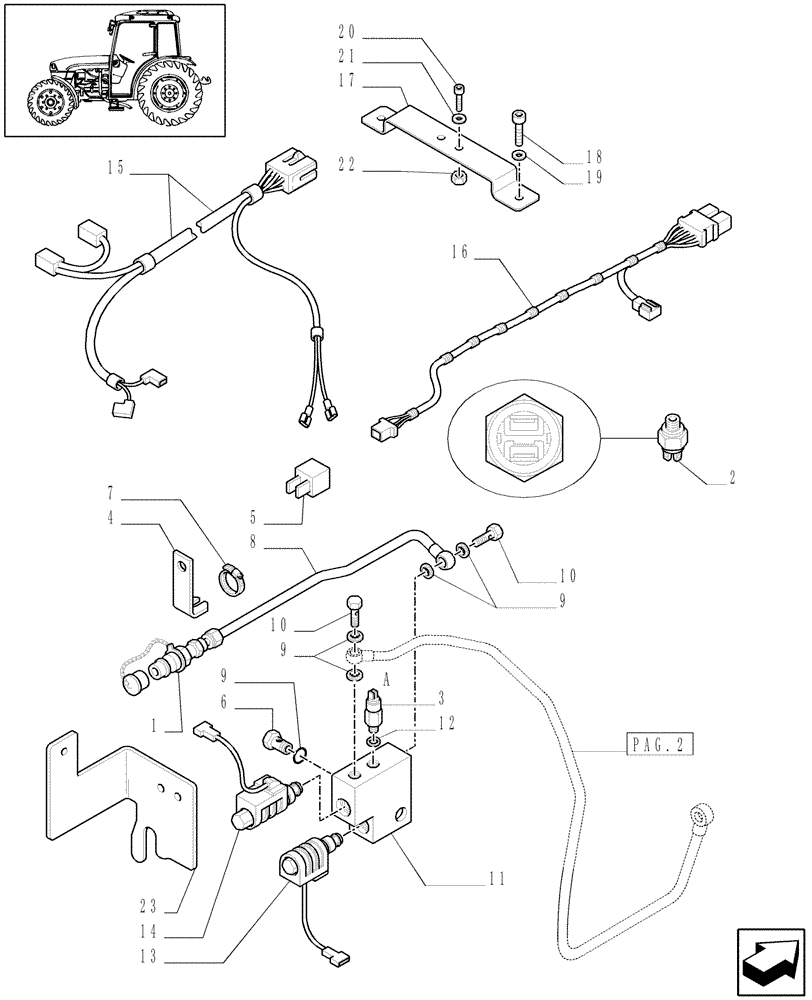 Схема запчастей Case IH JX1085C - (1.82.714[03]) - (VAR.372) TRAILER BRAKE VALVE (ITALY) - SOLENOID VALVES (07) - HYDRAULIC SYSTEM