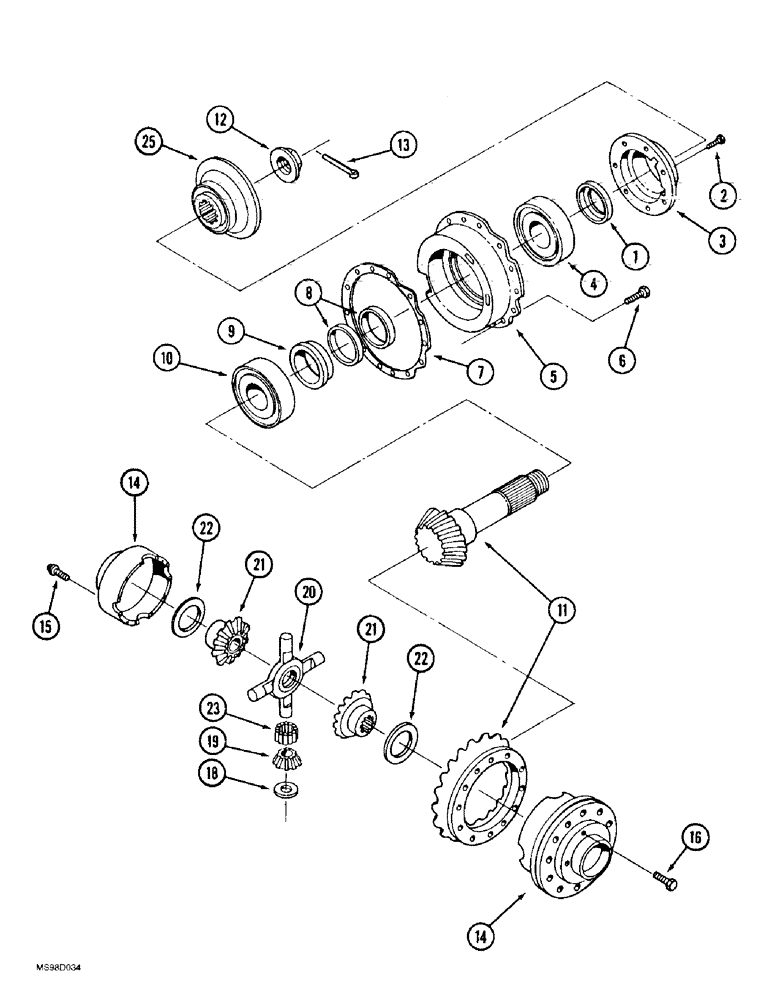 Схема запчастей Case IH 9350 - (6-180) - RIGID AXLE ASSEMBLY, DIFFERENTIAL AND CARRIER WITHOUT LIMITED SLIP (06) - POWER TRAIN