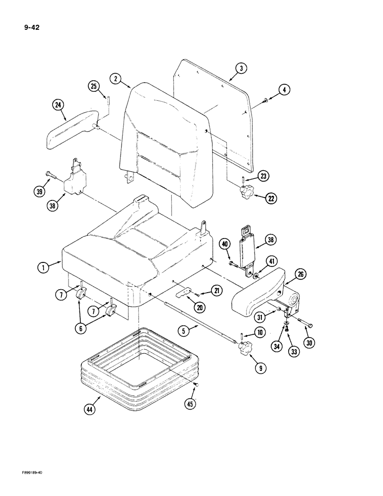 Схема запчастей Case IH 9270 - (9-42) - CLOTH SEAT, AIR RIDE SUSPENSION (09) - CHASSIS/ATTACHMENTS