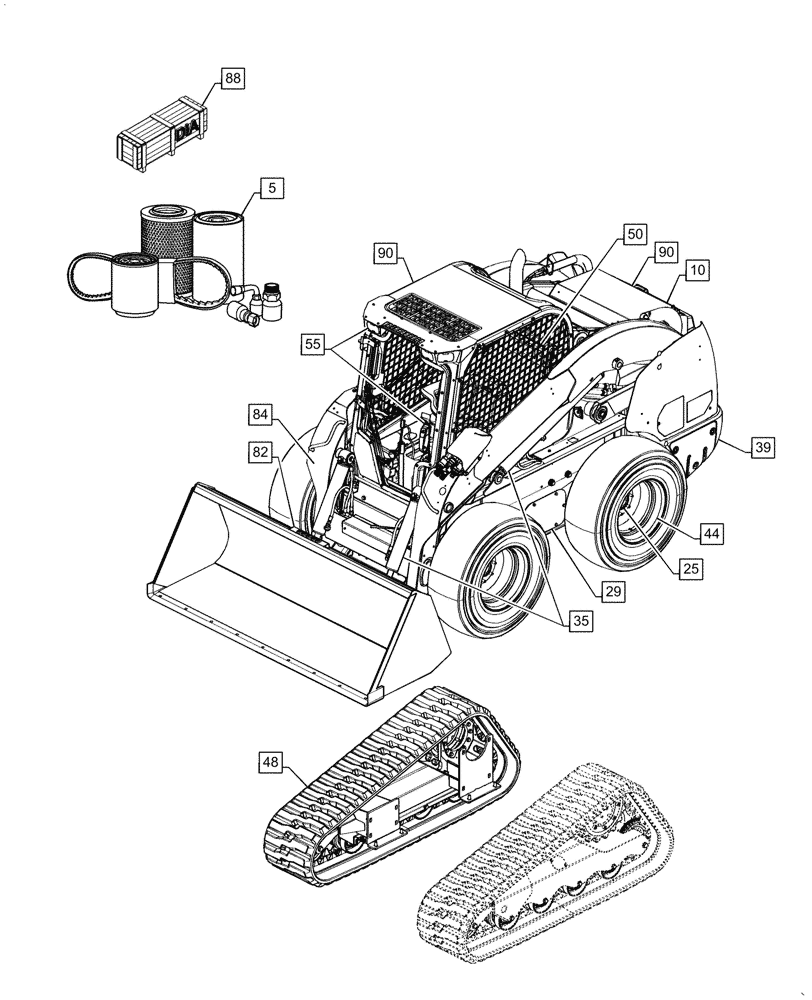 Схема запчастей Case IH TV380 - (00.000.00) - MAIN PICTORIAL INDEX - COMPLETE UNIT (00) - GENERAL & PICTORIAL INDEX