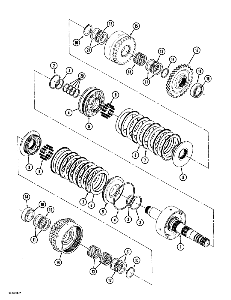 Схема запчастей Case IH 9350 - (6-020) - POWER SHIFT TRANSMISSION ASSEMBLY, 7 INCH SECOND CLUTCH PACK ASSEMBLY (06) - POWER TRAIN