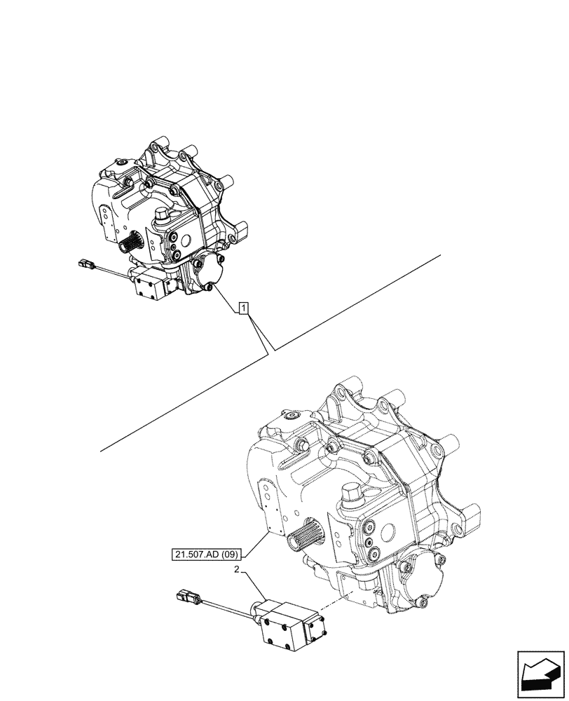 Схема запчастей Case IH PUMA 165 CVT - (55.019.AA[02]) - VAR - 391138, 758022 - HYDROSTATIC PUMP, SOLENOID (55) - ELECTRICAL SYSTEMS