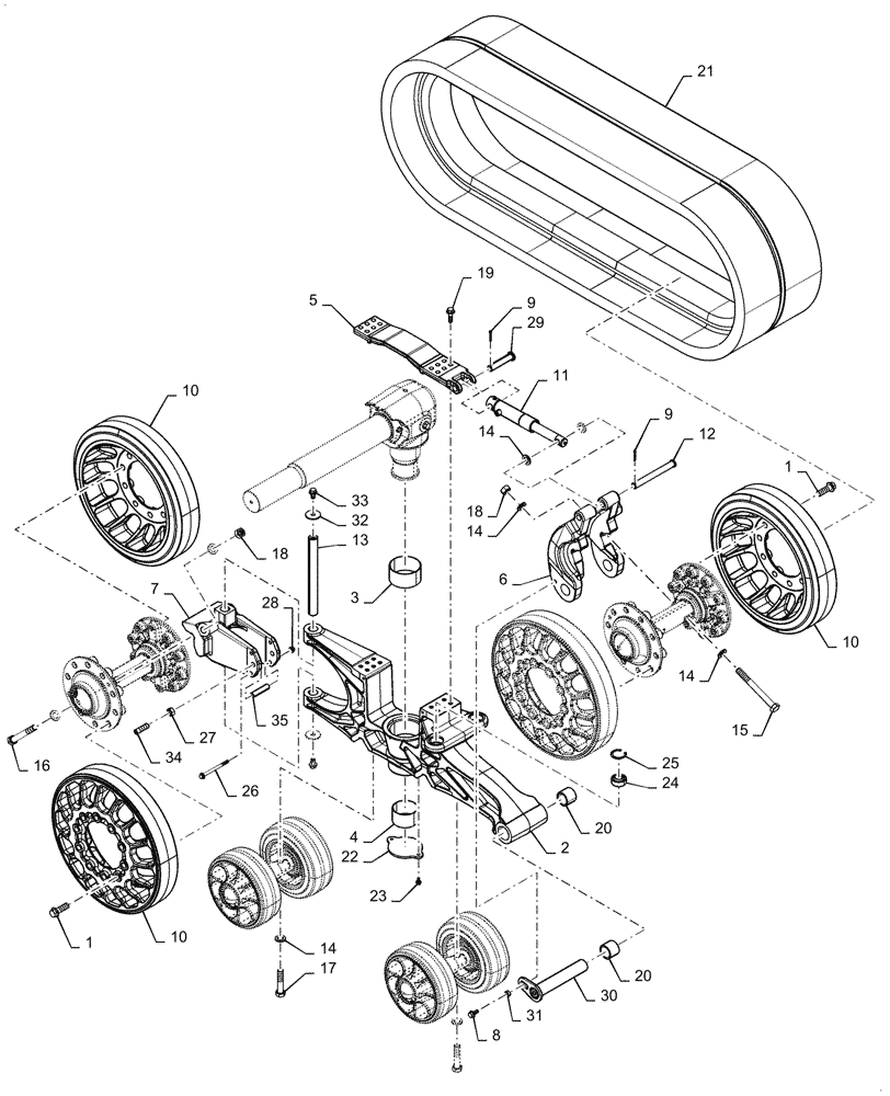 Схема запчастей Case IH 2160 - (44.100.AD[16]) - TRACK ASSEMBLY, NARROW (44) - WHEELS