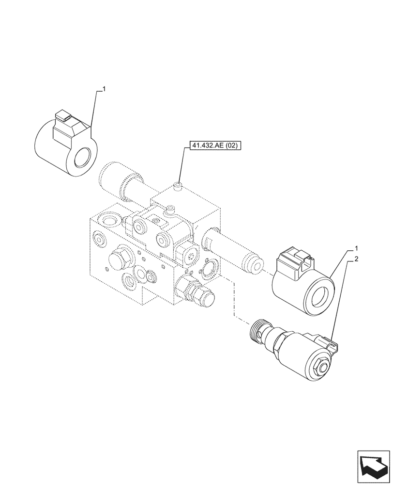 Схема запчастей Case IH PUMA 220 CVT - (55.047.AL[02]) - VAR - 338321, 338322, 338326, 338327, 338330, 338332, 758802, 758803, 758804, 758805, 758806, 758807, 758871 - STEERING VALVE, SOLENOID (55) - ELECTRICAL SYSTEMS