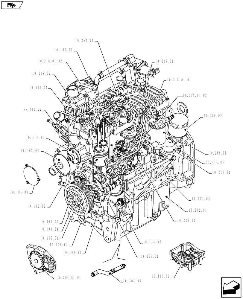 Схема запчастей Case IH F5AE5484B A002 - (10.000.01[01]) - PICTORIAL INDEX - ENGINE (10) - ENGINE
