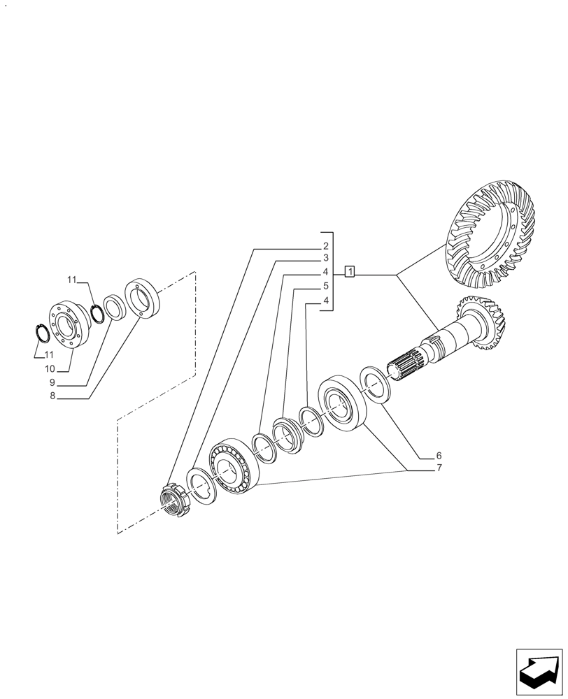 Схема запчастей Case IH FARMALL 110A - (25.102.AC[05]) - VAR - 391292 - 4WD FRONT AXLE, BEVEL GEAR, SET - STANDARD DUTY, AXLE REF. 339609 (25) - FRONT AXLE SYSTEM