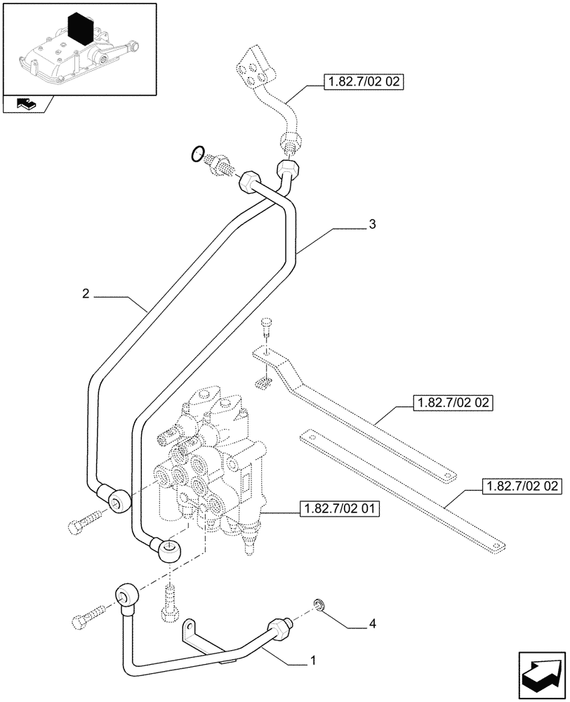 Схема запчастей Case IH FARMALL 60 - (1.82.7[02]) - 2 CONTROL VALVES - PIPES (07) - HYDRAULIC SYSTEM