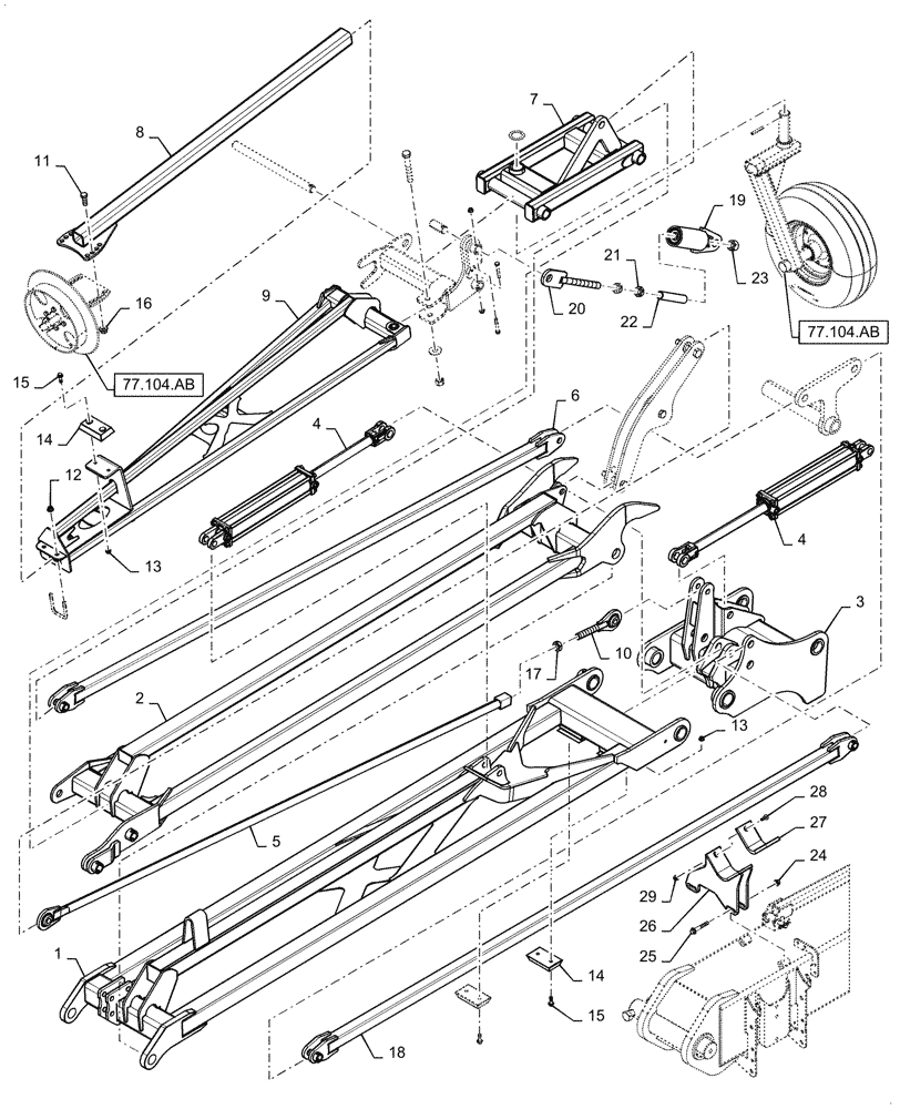 Схема запчастей Case IH 2160 - (77.104.AB[13]) - MARKER W/ STAND 66 FOOT (77) - SEEDING/PLANTING