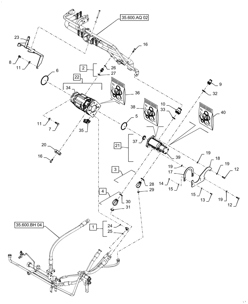 Схема запчастей Case IH QUADTRAC 370 - (35.600.AI[04]) - HIGH CAPACITY HYDRAULIC PUMP (ASN ZGF309205) (35) - HYDRAULIC SYSTEMS