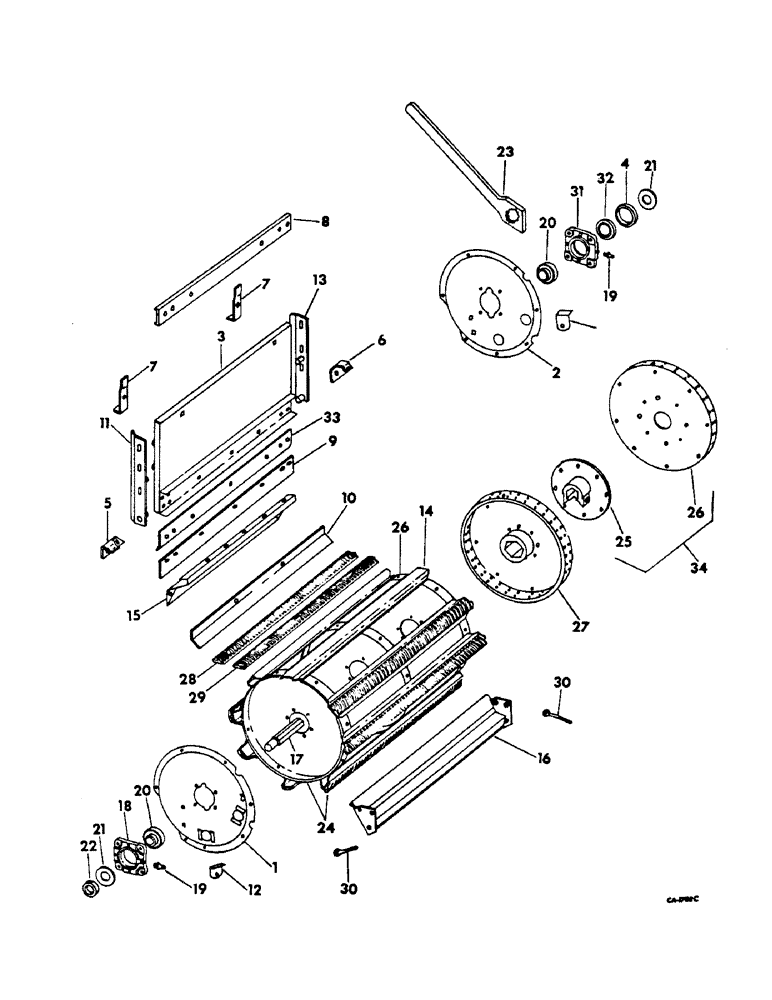 Схема запчастей Case IH 615 - (21-02) - THRESHING CYLINDER AND CONCAVE, CYLINDER, RASP BAR (14) - THRESHING